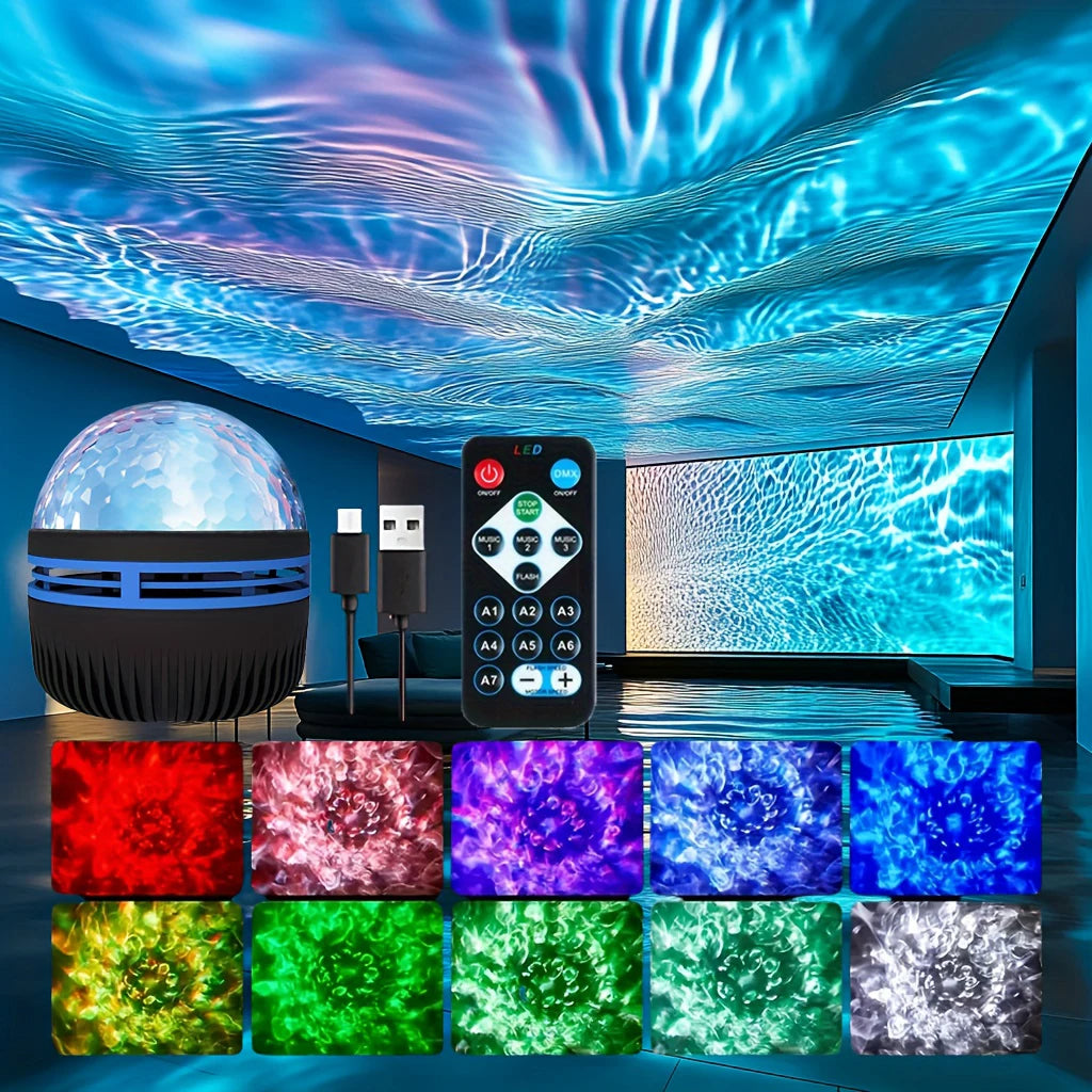 LED Ocean Wave Starry Sky Projector Lamp